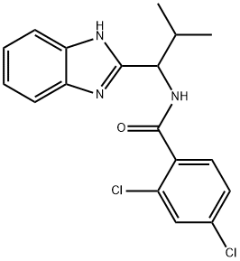 N-[1-(1H-1,3-Benzimidazol-2-yl)-2-methylpropyl]-2,4-dichlorobenzenecarboxamide 结构式