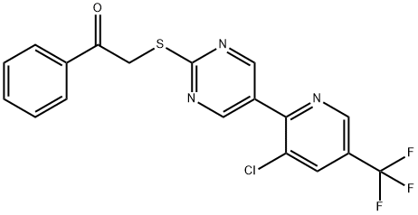 2-((5-[3-CHLORO-5-(TRIFLUOROMETHYL)-2-PYRIDINYL]-2-PYRIMIDINYL)SULFANYL)-1-PHENYL-1-ETHANONE 结构式