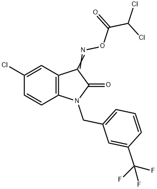 5-CHLORO-3-([(2,2-DICHLOROACETYL)OXY]IMINO)-1-[3-(TRIFLUOROMETHYL)BENZYL]-1,3-DIHYDRO-2H-INDOL-2-ONE 结构式