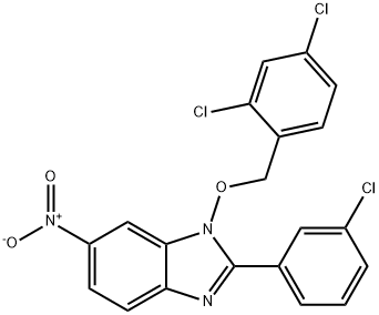 2-(3-CHLOROPHENYL)-1-[(2,4-DICHLOROBENZYL)OXY]-6-NITRO-1H-1,3-BENZIMIDAZOLE 结构式