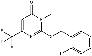 2-[(2-FLUOROBENZYL)SULFANYL]-3-METHYL-6-(TRIFLUOROMETHYL)-4(3H)-PYRIMIDINONE 结构式