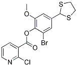 2-Bromo-4-(1,3-dithiolan-2-yl)-6-methoxyphenyl 2-chloronicotinate 结构式