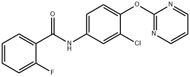 N-[3-CHLORO-4-(2-PYRIMIDINYLOXY)PHENYL]-2-FLUOROBENZENECARBOXAMIDE 结构式