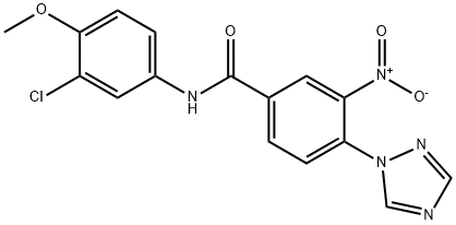N-(3-Chloro-4-methoxyphenyl)-3-nitro-4-(1H-1,2,4-triazol-1-yl)benzenecarboxamide 结构式