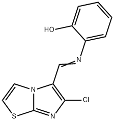 2-([(6-CHLOROIMIDAZO[2,1-B][1,3]THIAZOL-5-YL)METHYLENE]AMINO)BENZENOL 结构式
