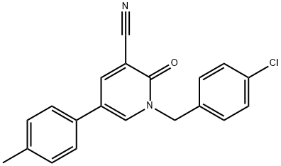1-(4-CHLOROBENZYL)-5-(4-METHYLPHENYL)-2-OXO-1,2-DIHYDRO-3-PYRIDINECARBONITRILE 结构式
