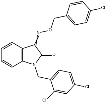 1-(2,4-DICHLOROBENZYL)-1H-INDOLE-2,3-DIONE 3-[O-(4-CHLOROBENZYL)OXIME] 结构式