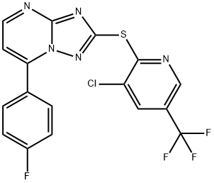 2-([3-CHLORO-5-(TRIFLUOROMETHYL)-2-PYRIDINYL]SULFANYL)-7-(4-FLUOROPHENYL)[1,2,4]TRIAZOLO[1,5-A]PYRIMIDINE 结构式