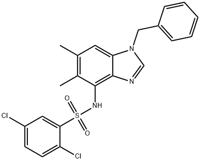 N-(1-BENZYL-5,6-DIMETHYL-1H-1,3-BENZIMIDAZOL-4-YL)-2,5-DICHLOROBENZENESULFONAMIDE 结构式