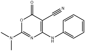 4-Anilino-2-(dimethylamino)-6-oxo-6H-1,3-oxazine-5-carbonitrile 结构式