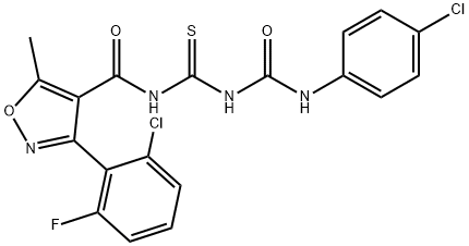 4-([(([(4-CHLOROANILINO)CARBONYL]AMINO)CARBOTHIOYL)AMINO]CARBONYL)-3-(2-CHLORO-6-FLUOROPHENYL)-5-METHYLISOXAZOLE 结构式