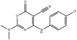 4-(4-CHLOROANILINO)-2-(DIMETHYLAMINO)-6-OXO-6H-1,3-OXAZINE-5-CARBONITRILE 结构式