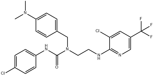 N'-(4-Chlorophenyl)-N-(2-([3-chloro-5-(trifluoromethyl)-2-pyridinyl]amino)ethyl)-N-[4-(dimethylamino)benzyl]urea 结构式