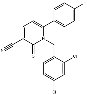 1-(2,4-DICHLOROBENZYL)-6-(4-FLUOROPHENYL)-2-OXO-1,2-DIHYDRO-3-PYRIDINECARBONITRILE 结构式