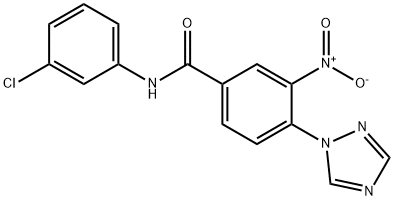 N-(3-CHLOROPHENYL)-3-NITRO-4-(1H-1,2,4-TRIAZOL-1-YL)BENZENECARBOXAMIDE 结构式