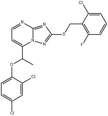 1-(2-[(2-Chloro-6-fluorobenzyl)sulfanyl][1,2,4]triazolo[1,5-a]pyrimidin-7-yl)ethyl 2,4-dichlorophenyl ether 结构式