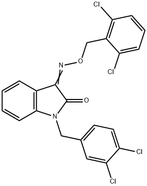 1-(3,4-DICHLOROBENZYL)-1H-INDOLE-2,3-DIONE 3-[O-(2,6-DICHLOROBENZYL)OXIME] 结构式