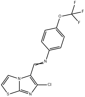 N-[(6-CHLOROIMIDAZO[2,1-B][1,3]THIAZOL-5-YL)METHYLENE]-4-(TRIFLUOROMETHOXY)ANILINE 结构式