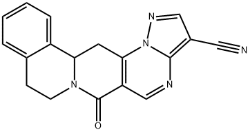 6-OXO-8,9,13B,14-TETRAHYDRO-6H-PYRAZOLO[5'',1'':2',3']PYRIMIDO[4',5':4,5]PYRIDO[2,1-A]ISOQUINOLINE-3-CARBONITRILE 结构式