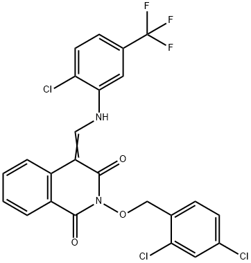 4-([2-CHLORO-5-(TRIFLUOROMETHYL)ANILINO]METHYLENE)-2-[(2,4-DICHLOROBENZYL)OXY]-1,3(2H,4H)-ISOQUINOLINEDIONE 结构式