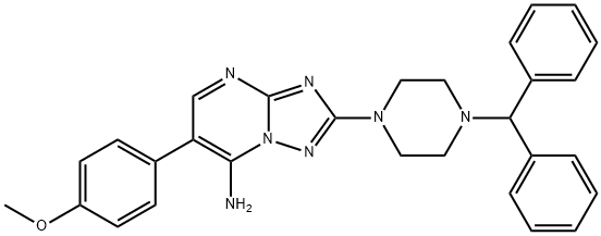 2-(4-BENZHYDRYLPIPERAZINO)-6-(4-METHOXYPHENYL)[1,2,4]TRIAZOLO[1,5-A]PYRIMIDIN-7-AMINE 结构式