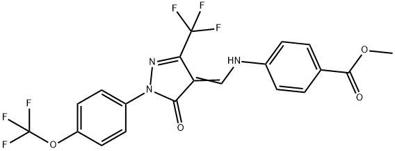 METHYL 4-(([5-OXO-1-[4-(TRIFLUOROMETHOXY)PHENYL]-3-(TRIFLUOROMETHYL)-1,5-DIHYDRO-4H-PYRAZOL-4-YLIDEN]METHYL)AMINO)BENZENECARBOXYLATE 结构式