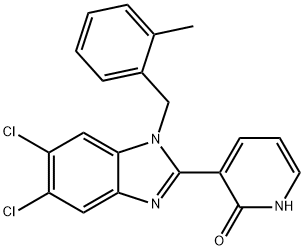 3-[5,6-DICHLORO-1-(2-METHYLBENZYL)-1H-1,3-BENZIMIDAZOL-2-YL]-2(1H)-PYRIDINONE 结构式