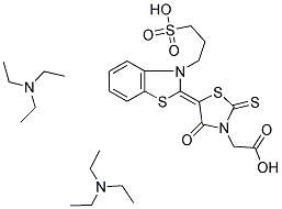 4-OXO-5-(3-(3-SULFOPROPYL)-2(3H)-BENZOTHIAZOLIDENE)-2-THIOXO-3- THIAZOLIDINE ACETIC ACID TRIETHYLAMINE SALT 结构式