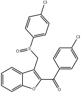 (4-Chlorophenyl)(3-([(4-chlorophenyl)sulfinyl]methyl)-1-benzofuran-2-yl)methanone 结构式