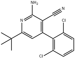 2-Amino-6-(tert-butyl)-4-(2,6-dichlorophenyl)nicotinonitrile 结构式