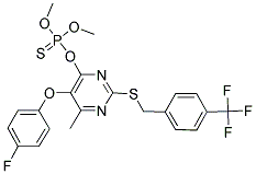 O-(5-(4-FLUOROPHENOXY)-6-METHYL-2-([4-(TRIFLUOROMETHYL)BENZYL]THIO)PYRIMIDIN-4-YL) O,O-DIMETHYL PHOSPHOTHIOATE 结构式