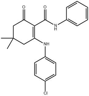 (6-((4-CHLOROPHENYL)AMINO)-4,4-DIMETHYL-2-OXOCYCLOHEX-1-ENYL)-N-BENZAMIDE 结构式