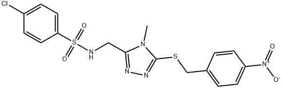 4-CHLORO-N-((4-METHYL-5-[(4-NITROBENZYL)SULFANYL]-4H-1,2,4-TRIAZOL-3-YL)METHYL)BENZENESULFONAMIDE 结构式