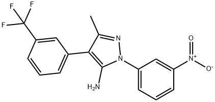 3-METHYL-1-(3-NITROPHENYL)-4-[3-(TRIFLUOROMETHYL)PHENYL]-1H-PYRAZOL-5-AMINE 结构式