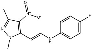 N-[2-(1,3-DIMETHYL-4-NITRO-1H-PYRAZOL-5-YL)VINYL]-4-FLUOROANILINE 结构式