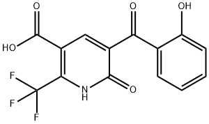 6-HYDROXY-5-(2-HYDROXYBENZOYL)-2-(TRIFLUOROMETHYL)NICOTINIC ACID 结构式