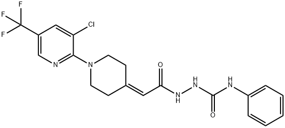 2-(2-(1-[3-CHLORO-5-(TRIFLUOROMETHYL)-2-PYRIDINYL]-4-PIPERIDINYLIDENE)ACETYL)-N-PHENYL-1-HYDRAZINECARBOXAMIDE 结构式