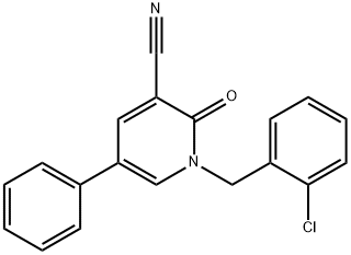 1-(2-CHLOROBENZYL)-2-OXO-5-PHENYL-1,2-DIHYDRO-3-PYRIDINECARBONITRILE 结构式