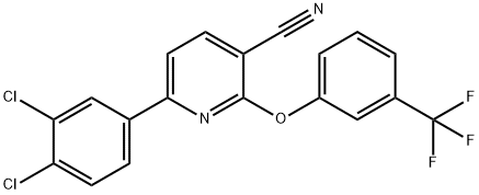 6-(3,4-DICHLOROPHENYL)-2-[3-(TRIFLUOROMETHYL)PHENOXY]NICOTINONITRILE 结构式