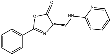 2-PHENYL-4-[(2-PYRIMIDINYLAMINO)METHYLENE]-1,3-OXAZOL-5(4H)-ONE 结构式