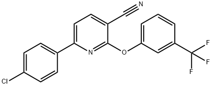 6-(4-CHLOROPHENYL)-2-[3-(TRIFLUOROMETHYL)PHENOXY]NICOTINONITRILE 结构式