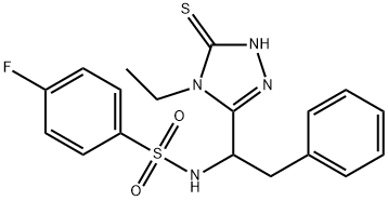 N-[1-(4-ETHYL-5-SULFANYL-4H-1,2,4-TRIAZOL-3-YL)-2-PHENYLETHYL]-4-FLUOROBENZENESULFONAMIDE 结构式