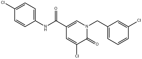 5-Chloro-1-(3-chlorobenzyl)-N-(4-chlorophenyl)-6-oxo-1,6-dihydro-3-pyridinecarboxamide 结构式