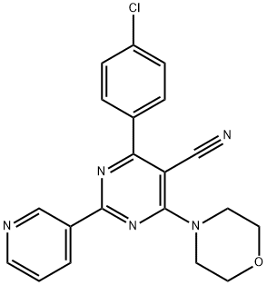 4-(4-CHLOROPHENYL)-6-MORPHOLINO-2-(3-PYRIDINYL)-5-PYRIMIDINECARBONITRILE 结构式