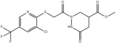 METHYL 2-(2-([3-CHLORO-5-(TRIFLUOROMETHYL)-2-PYRIDINYL]SULFANYL)ACETYL)-6-OXOHEXAHYDRO-4-PYRIDAZINECARBOXYLATE 结构式