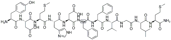 TYR-ASP-MET-HIS-ASP-PHE-PHE-VAL-GLY-LEU-MET-NH2: YDMHDFFVGLM-NH2 结构式