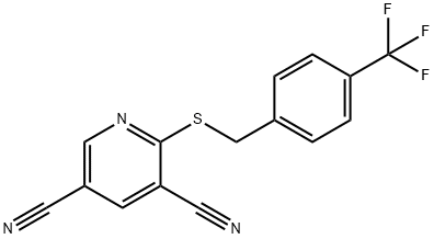 2-([4-(TRIFLUOROMETHYL)BENZYL]SULFANYL)-3,5-PYRIDINEDICARBONITRILE 结构式
