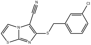 6-[(3-CHLOROBENZYL)SULFANYL]IMIDAZO[2,1-B][1,3]THIAZOLE-5-CARBONITRILE 结构式