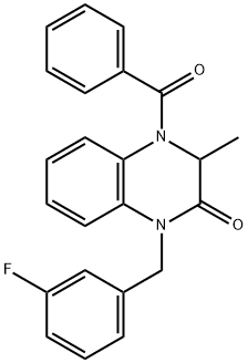 4-BENZOYL-1-(3-FLUOROBENZYL)-3-METHYL-3,4-DIHYDRO-2(1H)-QUINOXALINONE 结构式