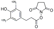 N-SUCCINIMIDYL-3-(4-HYDROXY-3-[125I]IODOPHENYL)PROPIONATE 结构式